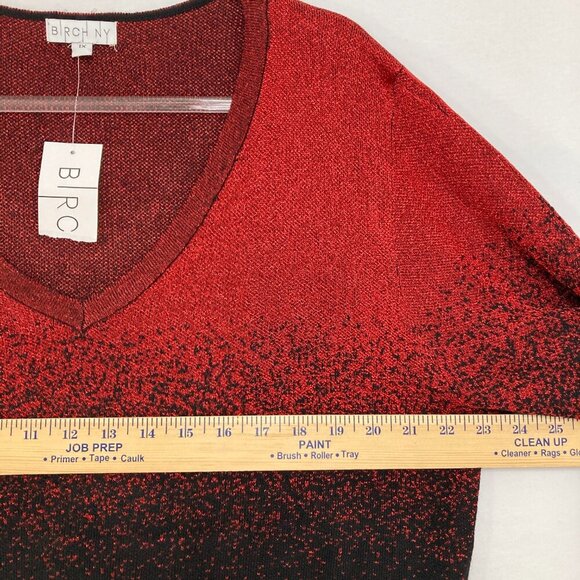 New Birch NY size 1X Red Black Ombre V Neck Stretch Knit Long Sleeve Sweater - Picture 6 of 9